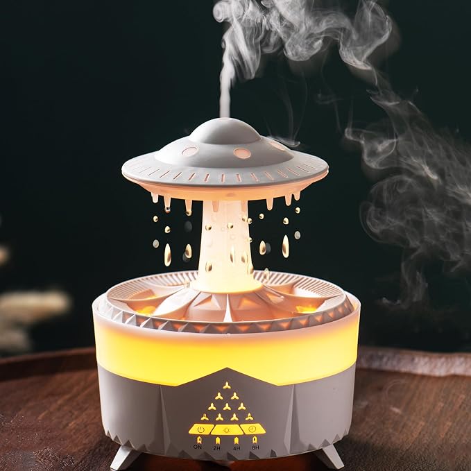 Raindrop Humidifier for Bedroom Large Room -Air Humidifiers and Aromatherapy Diffuser,Ultrasonic humidifier,Quiet humidifier with Ambient Light & 4 Timer,Waterless Auto Off (No remote control) by fuliyingAhealthierhome
