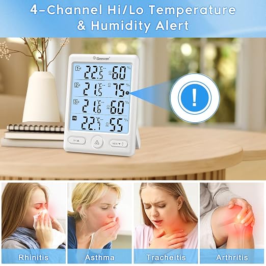 Geevon Indoor Outdoor Thermometer Wireless, 5-Inch Display Digital Hygrometer - Image 5