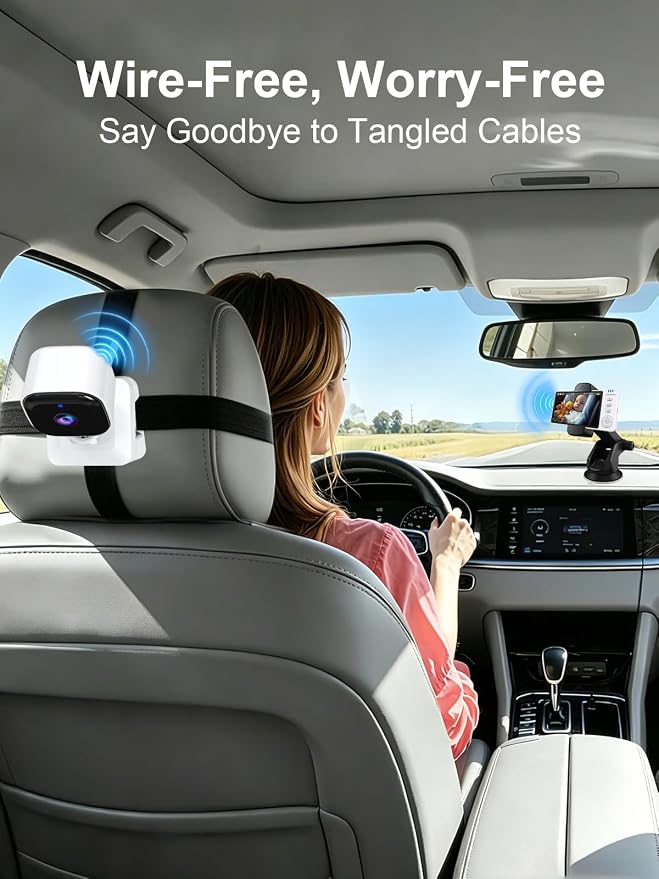 Wireless Baby Car Camera with 2 Cameras, 1080P Night Vision, Auto On/Off - Image 2