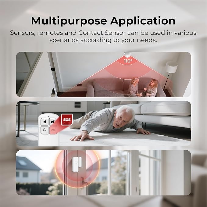 Wireless Home Security System, 8-Piece DIY Kit, No Monthly Fees, WiFi & 4G - Image 7