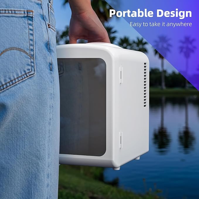 Antarctic Star Mini Fridge 4 Liter/6 Cans Portable Mini Compact Refrigerator with Gaming Light, for Bedroom,Car,Office and Dorm, Small Cooler for Cosmetics, Beverage and Food, White - Image 7