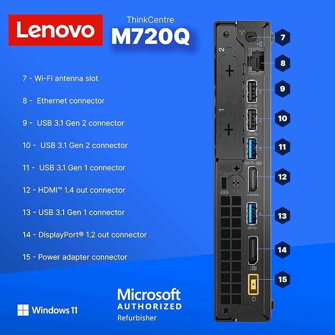 Lenovo M720Q ThinkCentre Mini PC | Windows 11 Pro | Intel i5-8400T | 16GB RAM + 500GB NVME | 5G WiFi + BT | Home or Office Micro Desktop Computer (Renewed) - Image 3