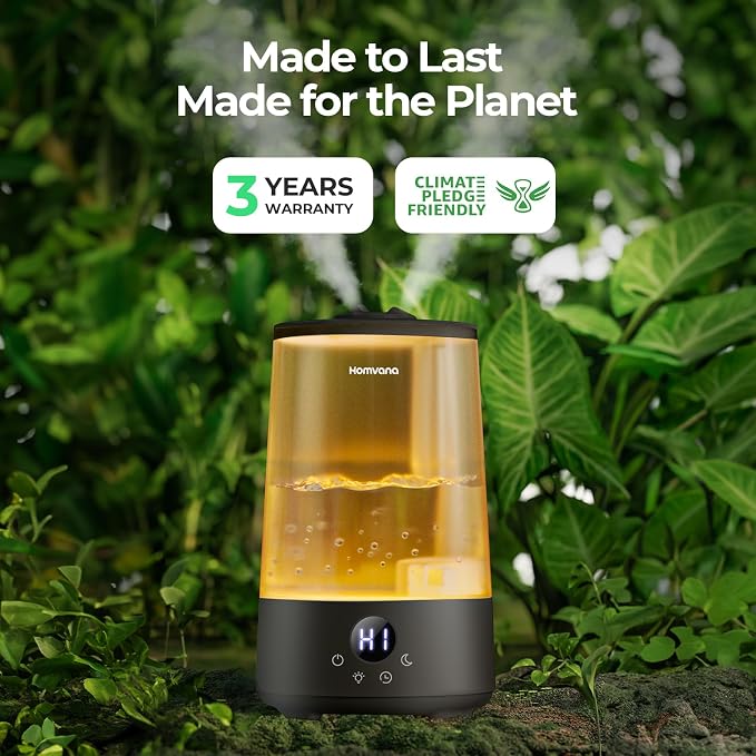 Homvana Humidifiers for Bedroom Home, 3.6L Cool Mist Top-Fill 34H Super Long Time, Quiet 23dB, Baby Humidifier, Oil Diffuser for Large Room, House, Plant, Nursery, Office, BPA FREE, Ultrasonic (Black) - Image 9