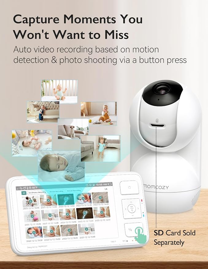 Momcozy Baby Monitor with 2 Cameras 5.5" 1080P Full HD Split Screen Video Baby - Image 7