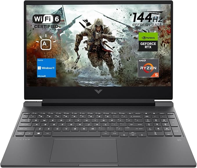 HP Victus 15 Gaming Laptop, 15.6" FHD 144Hz Display, AMD Ryzen 5 7535HS, 64GB DDR5 RAM, 2TB PCIe M.2 SSD, NVIDIA GeForce RTX 2050, HDMI, Webcam, Backlit Keyboard, Wi-Fi 6, Windows 11 Home, Silver by Unknown