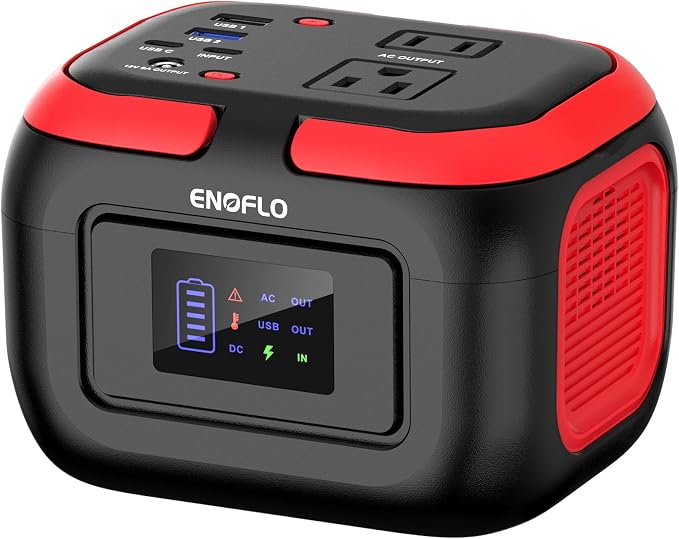 ENOFLO Portable Power Station, 97.68Wh Solar Generator, Lithium Battery Power with 110V AC 120W Peak Socket/DC/USB QC3.0/LED Light for Outdoor Camping Trip Home Backup Emergency by PortablePowerStationSolarGenerators