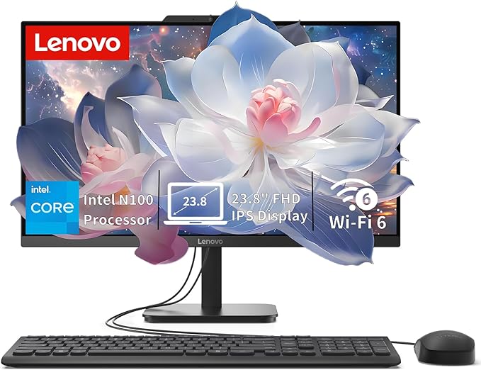 Lenovo IdeaCentre All-in-One Desktop Computer, 8GB RAM 512GB SSD | Intel 4-Core Processor, 24" FHD Anti-Glare IPS Display, Wi-Fi 6, Bluetooth 5.2, Windows 11, Everyday Use AIO by LENOVO