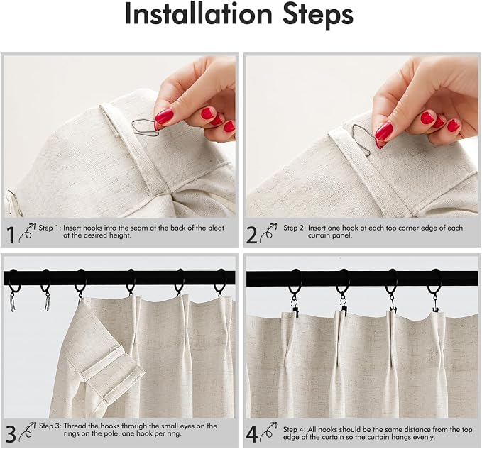 Memory Trained Pinch Pleated Curtains 102 Inches Long, Viral Linen Pinch Pleat - Image 9