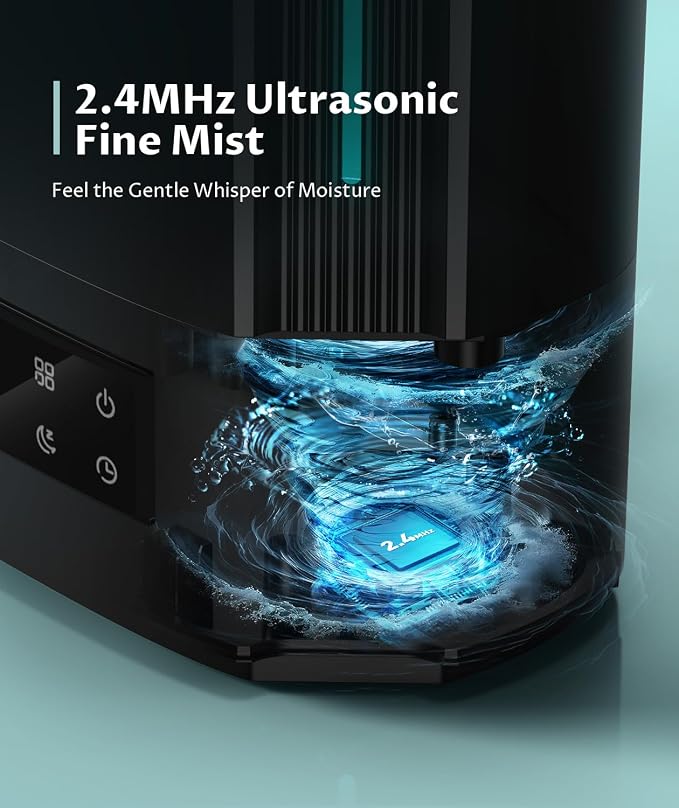 BREEZOME 6L Humidifiers for Bedroom Large Room & Essential Oil Diffuser, Ultrasonic Top Fill Cool Mist Humidifiers for Baby, Plants, Nursery Last up to 60 Hours, Smart Humidistat Control, Quiet, Black - Image 8