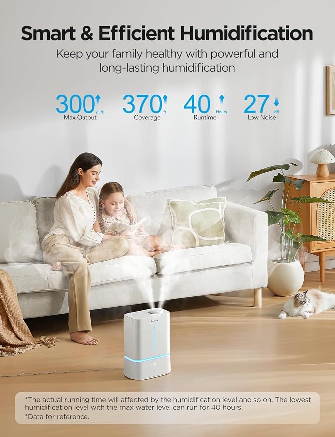 GoveeLife Smart Humidifiers for Bedroom, 4.5L Cool Mist Air Humidifiers with Scent Diffuser & Nightlight, 40H Runtime, Easy to Clean, Quiet Top Fill Ultrasonic Humidifier for Plant, Large Room, Baby - Image 2