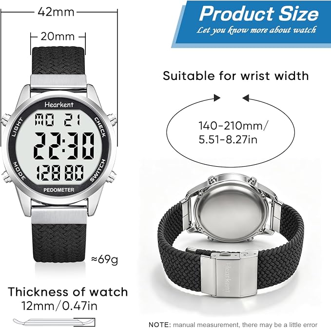 Hearkent Pedometer Watch for Walking Steps and Miles-Men&Women-Step Counter for - Image 2