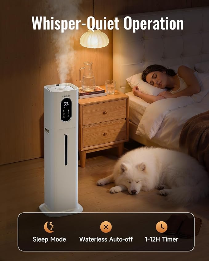 Humidifier Large Room Bedroom with Night Light, 2.1Gal(8L) Humidifiers for Home with Essential Oil Diffuser, Top Fill Whole House Cool Mist Humidifiers for Plants Baby Kids Adults(White) - Image 5
