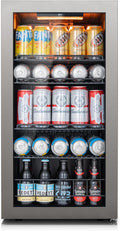 Ca'Lefort 105 Cans Mini Fridge, Beverage Refrigerator Cooler for Drink/Beer | 3.1 Cu.ft, Low-noise, Reversible Glass Door, 3-Color LED Lighting, Adjustable Shelves, 34℉ to 54℉ by CaLefort