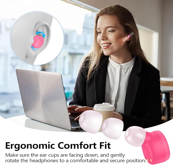 kurdene Wireless Earbuds Bluetooth 5.3 Light Weight in Ear Headphones | Premium Sound Bass Ear buds with Charging Case,Touch Control,Built in Mics Headset,Clear Calls for Sports Workout Hot Pink - Image 3