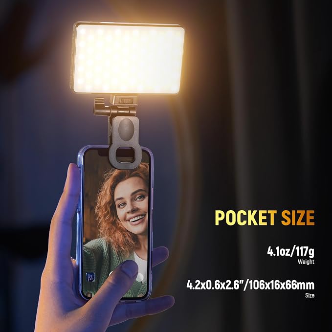 NEEWER Basics LED Selfie Phone Light, Rechargeable 2500-9000K Clip On Fill Light - Image 5