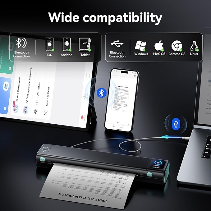 Phomemo Portable Printer with Touchscreen, Upgraded M08D Bluetooth Wireless - Image 3