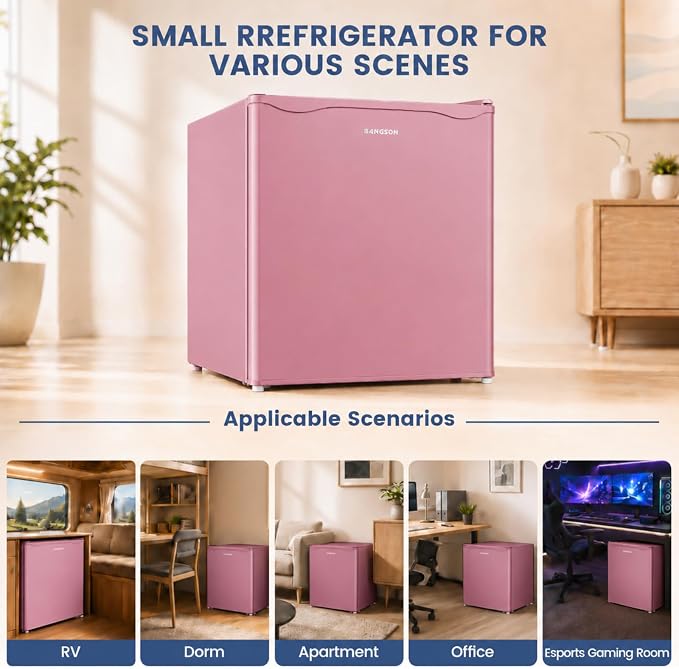 1.7 Cu.Ft Mini Fridge with Freezer for Dorm Office, Pink | Compact Refrigerator Office, Energy Saving Small Fridge Reversible Single Door, Low Noise for Bedroom Small Apartment - Image 6