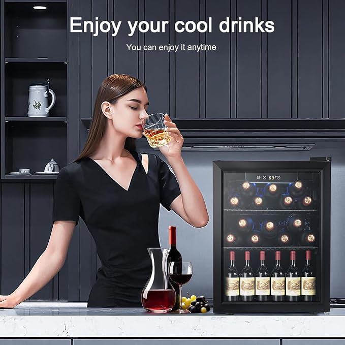Antarctic Star Wine Cooler, Beverage Refrigerator,16 Bottle 68 Can Freestanding Wine Cellar Front Glass Door for Home and Bar, Digital Temp Control, Blue LED, 1.7 Cu.Ft. | 16 Bottle 68 Can capacity, Freestanding, Front Glass Door for Home and Bar, Digi... - Image 7