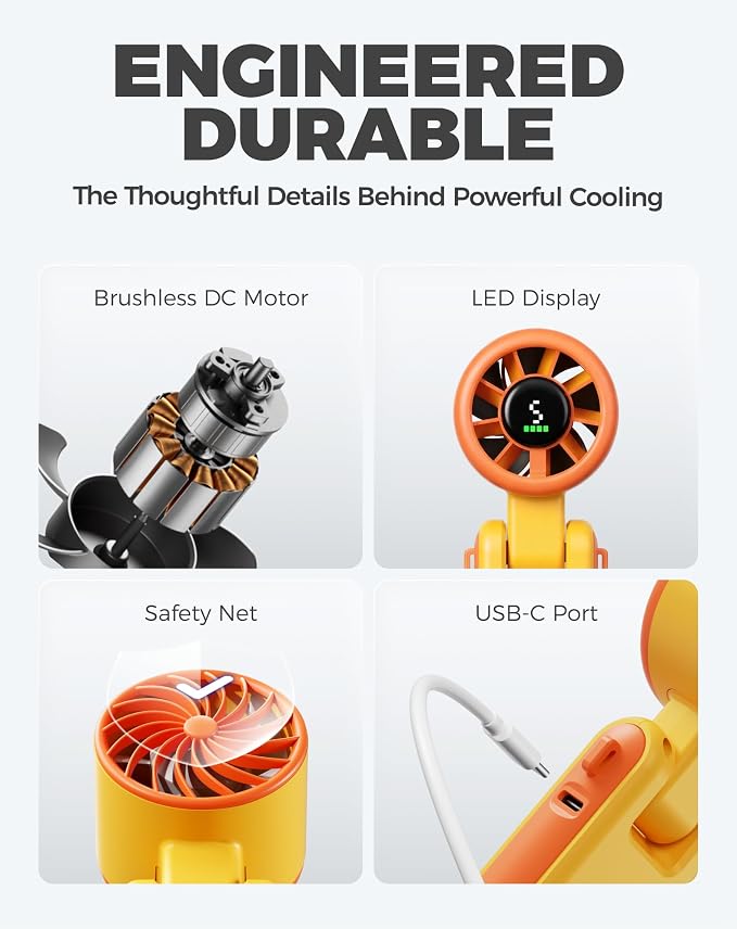 Diveblues Portable Handheld Turbo Fan, 5 Gear Wind, Battery Operated, Up to 12 Working Hours, 3 IN 1 Hand Fan with Air Turbo Tech Cooling Fan for Outdoor Activities, Travel, Working - Image 7