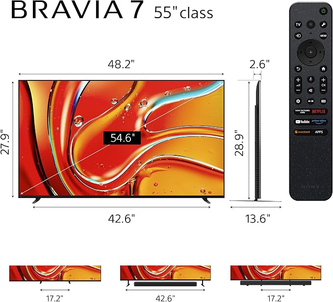 Sony 55 Inch BRAVIA 7 Mini LED QLED 4K HDR Smart Google TV (K-55XR70) | XR Processor with AI Technology, Dolby Vision/Atmos, PS5 Features, XR Backlight Master Drive, 4K movie credits included - Image 2
