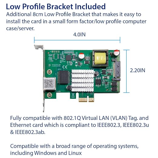 IO Crest 2.5 Gigabit POE+ PCI-e x1 Ethernet Network Card - Image 4