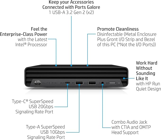 HP Elite Mini 800 G9 Desktop, Intel i9-14900T, 16GB DDR5, 512GB SSD | Business EliteDesk Computer, WiFi 6, Bluetooth, Keyboard Included, no Mouse, Windows 11 Pro - Image 4