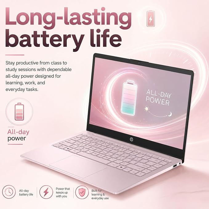 HP 14" Laptop 2026 Edition, Intel Processor, 8GB RAM, 256GB SSD | Copilot AI, Long Battery Life, Lightweight 3.11 lbs, Microsoft 365 included, Windows 11 for Students & Office - Image 7