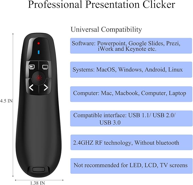 Wireless Presentation Clicker for Google Slides: 100ft Range | Ultra-Bright - Image 5