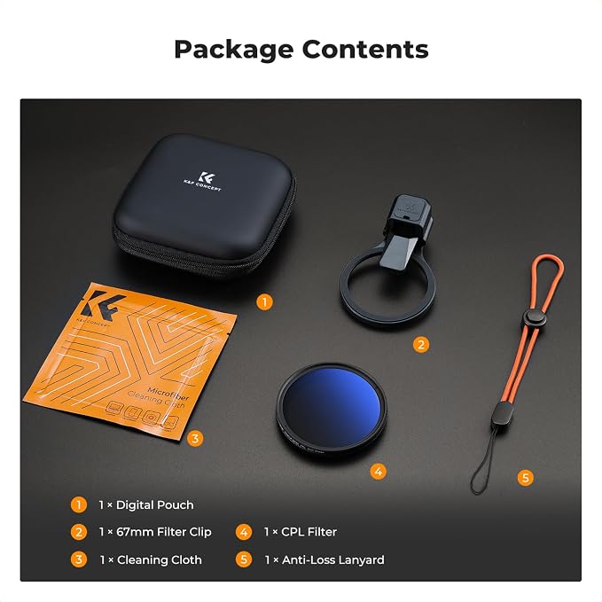 K&F CONCEPT 67mm Press-on CPL Phone Lens Filter Kit, Polarizing Filter - Image 7