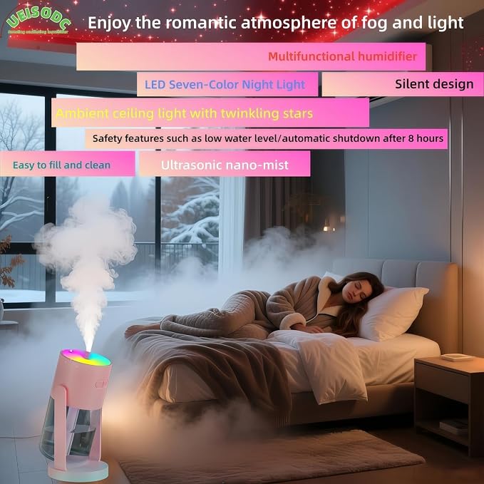 UEISODC Bedroom Humidifier, USB Mini Portable Humidifier with Ultrasonic Nano-Fine Mist, Auto Shut-Off, Rotatable Design, Quiet Operation, and Easy Refilling & Cleaning - Image 6