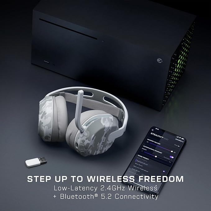 Turtle Beach Stealth 500 Wireless Multiplatform Gaming Headset for Xbox, PC | Xbox Series X|S, Xbox One, Bluetooth, 40mm Drivers, Rechargeable 40-Hr Battery, Flip-to-Mute Mic, Memory Foam, Arctic Camo - Image 2
