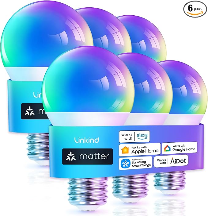Linkind Matter Smart Light Bulb, WiFi Smart Bulbs, Work by Linkind