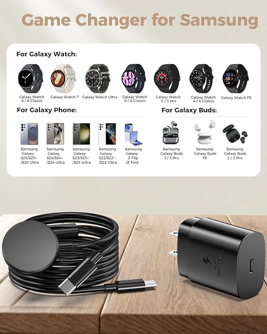 2 in 1 for Samsung Watch Charger, 25W USB C Fast Charger Compatible - Image 3