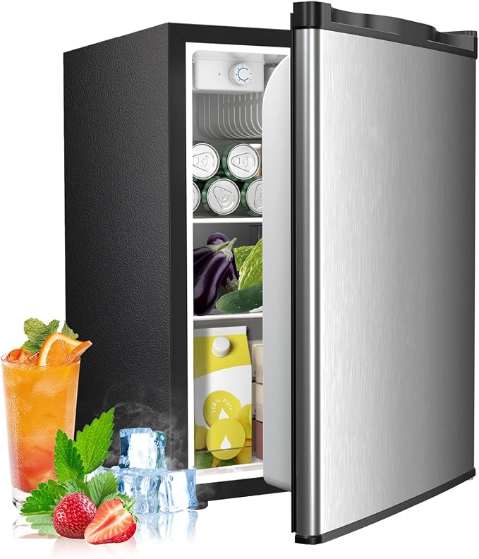Electactic 2.56 Cu.ft Compact Refrigerator with Reversible Single Door, Silver by Electactic