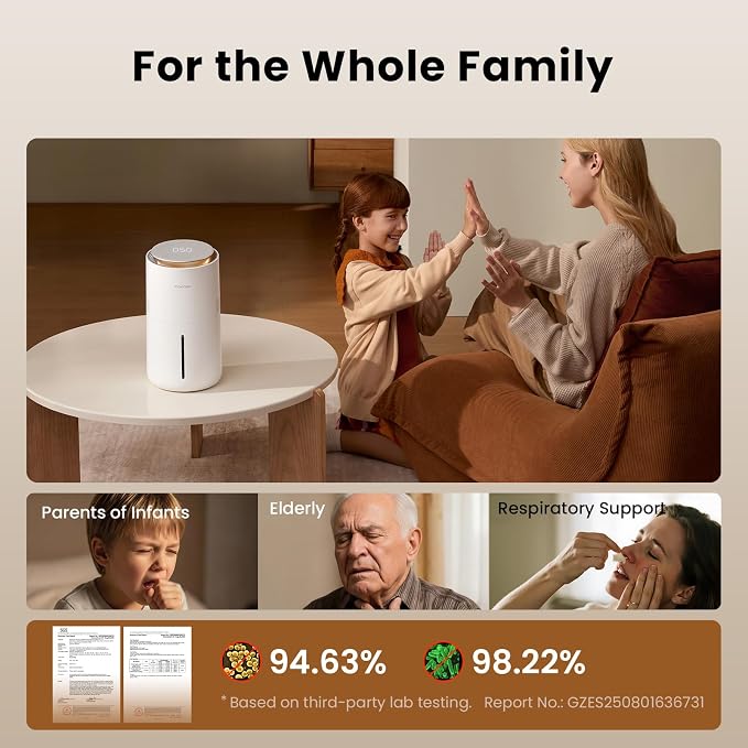 MistFree Evaporative Humidifier for Bedroom, 3L No White Dust for Sensitive Individuals, Auto Humidity Control, Works with Tap Water, Night Light, Easy Clean Tank for Home & Small Room - Image 9