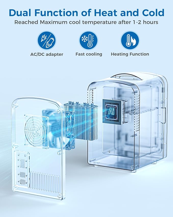 Electactic Mini Fridge, 4L/6 Cans Cooler & Warmer for Bedroom Office | Portable Compact Refrigerator for Skincare, Drink, Cosmetics, Energy Saving, Low Noise, 120V AC/12V DC for Home & Car Use - Image 4