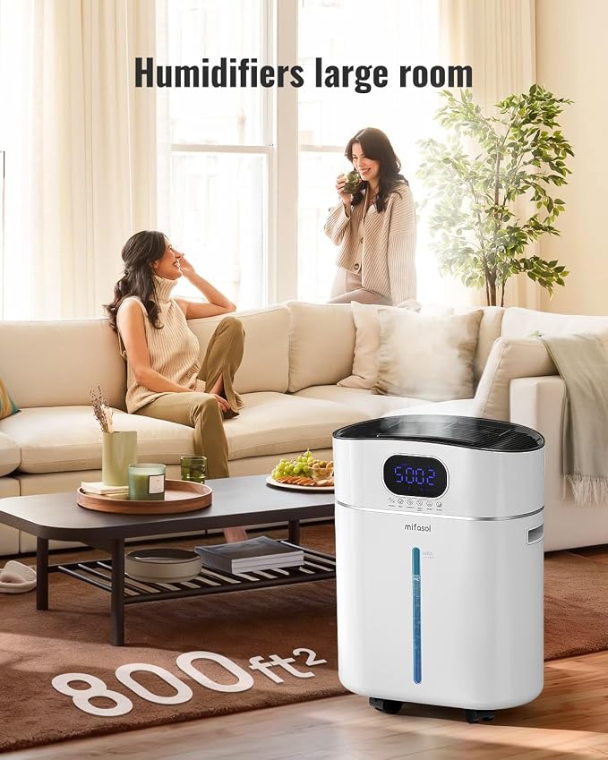 Humidifier Large Room Warm and Cool Mist, 3.2Gal/12L Humidifiers for Home 800 sq ft, Air Humidifiers for Bedroom with Diffuser & Flame Light, Whole House Humidifiers for Nursery Baby Plants, White - Image 3