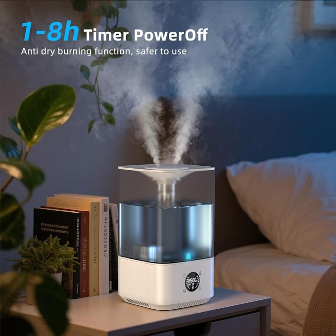 6L Humidifier for Bedroom Large Room Home, 800ft² Wide Coverage, 26dB Quiet,Easy Top Fill, Quickly & Evenly Humidify, Real-Time Humidity Monitoring and Anti-dry Burn, White - Image 5