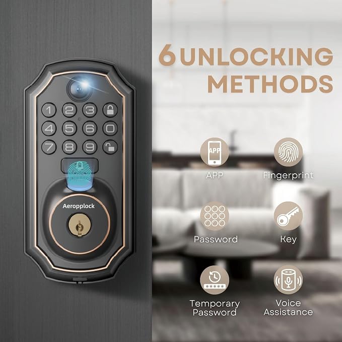 Fingerprint Door Lock Keyless Entry Door Lock Keypad Deadbolt Lock - Image 2