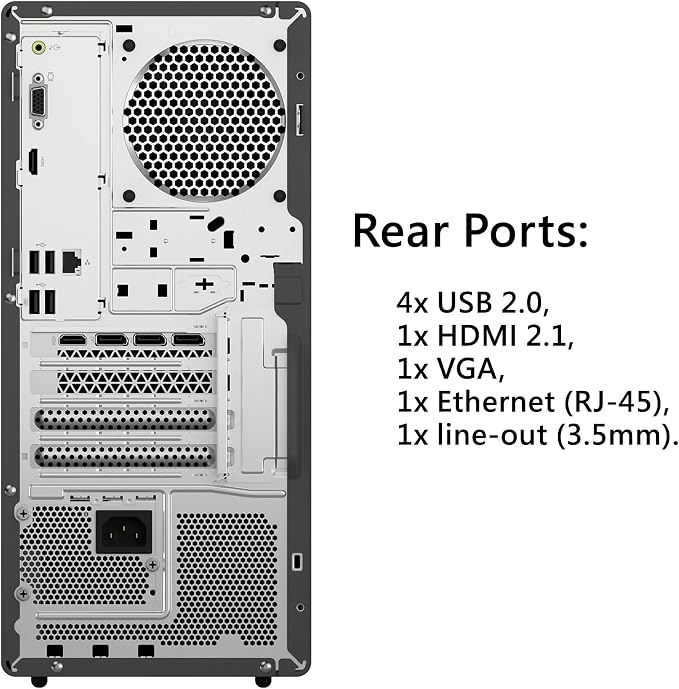 Lenovo IdeaCentre Tower Desktop Computer, 10-core Intel Ultra 5 225 AI PC | 64GB DDR5, 1TB SSD, HDMI + VGA, Wi-Fi 6E, RJ-45, USB-C, Wired Keyboard & Mouse, Windows 11 Home - Image 5