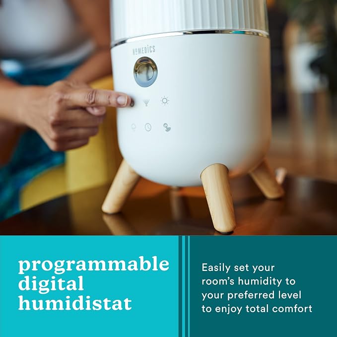 Homedics Ultrasonic Humidifier - Large Deluxe Air Humidifiers for Bedroom, Plants, Office - Top-Fill 1.47-Gallon Tank, Cool Mist, Essential Oil Pads and Built-In Timer, 3 Speed Settings, White - Image 6