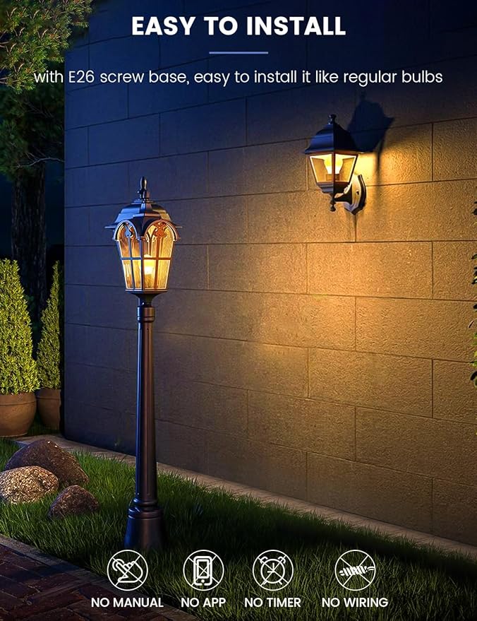 Dusk to Dawn Light Bulbs Outdoor, 3000K Warm White, 12W Auto ON/Off Light - Image 4