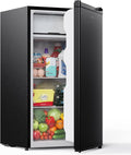 Upstreman 3.2 Cu.Ft Mini Fridge with Freezer, Black-BR321 | Adjustable Thermostat, Energy Saving, Low Noise, Reversible Door, Small Refrigerator for Dorm, Bedroom, Office by StartUpLiveBetter