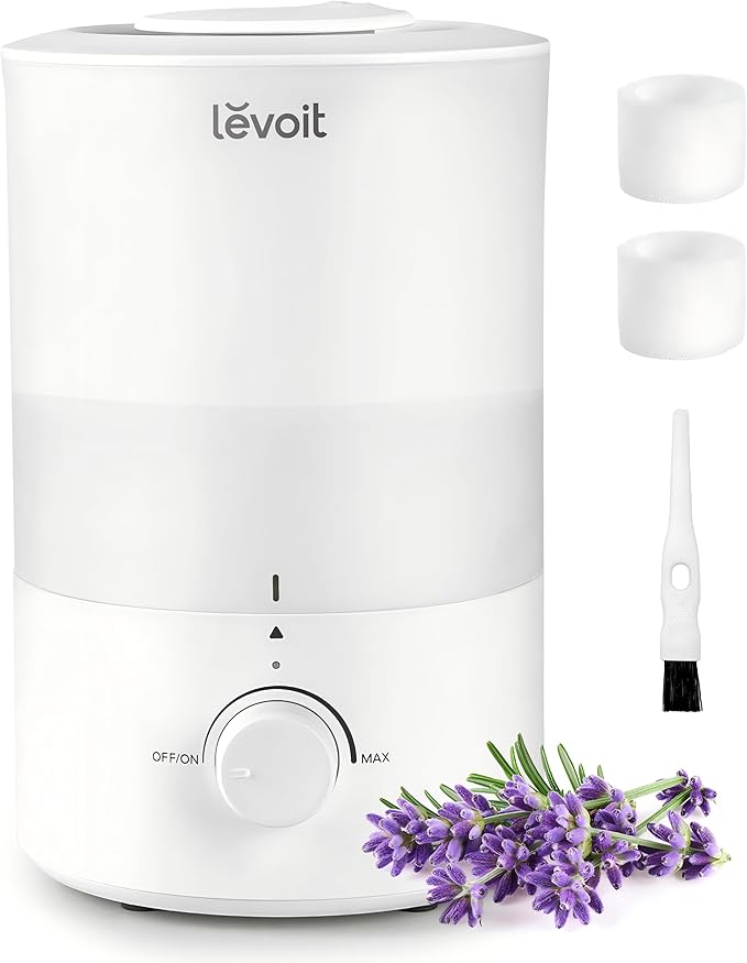 LEVOIT - Humidifiers for Bedroom - Quiet (3L Water Tank) - Cool Mist/Top Fill/Essential Oil Diffuser/25Watt - Home/Large Room - 360° Nozzle - Rapid Ultrasonic Humidification for Baby Nursery/Plant by Levoit