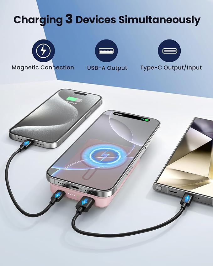 for Magsafe Battery Pack 12000mAh Magnetic Power Bank Portable Charger 20W USB C Fast Charging Wireless Charger for iPhone 17/16/15/14/13/12 - Image 5