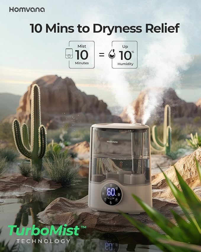 Homvana Humidifier Large Room, 7L (807ft²) Smart Warm and Cool Mist, Top-Fill Humidifiers for Bedroom Baby Nursery Grow Tent, Auto Adapt Mist Quick Air Humidity Indoor, Easy to Clean, Quiet, Diffusers - Image 2