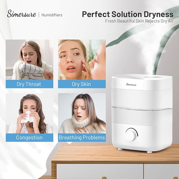 Top Fill Humidifier, 2L Water Tank for Bedroom, 28H Long Lasting New White Air Humidifier for Large Room, Ultra Quiet 25dB Cool Mist for Baby, Plants, Office, Easy to Clean & Fill - Image 3