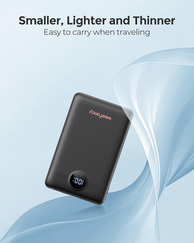 WeeFancy Mini Portable Charger with Built-in Cables 22.5W Fast Charging Power Bank USB-C Small Battery Pack 10000mAh Travel Essential Slim Battery for iPhone 17/16/15/14, Samsung 25/24, and More - Image 2