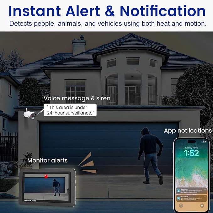 CasaCam Wireless Security Camera System Deluxe | 7" Touchscreen Monitor & 2 - Image 6