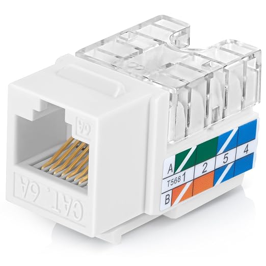 Everest 90° Angled RJ45 Cat6A Keystone Jacks 50-Pack in White by EverestMediaSolutions